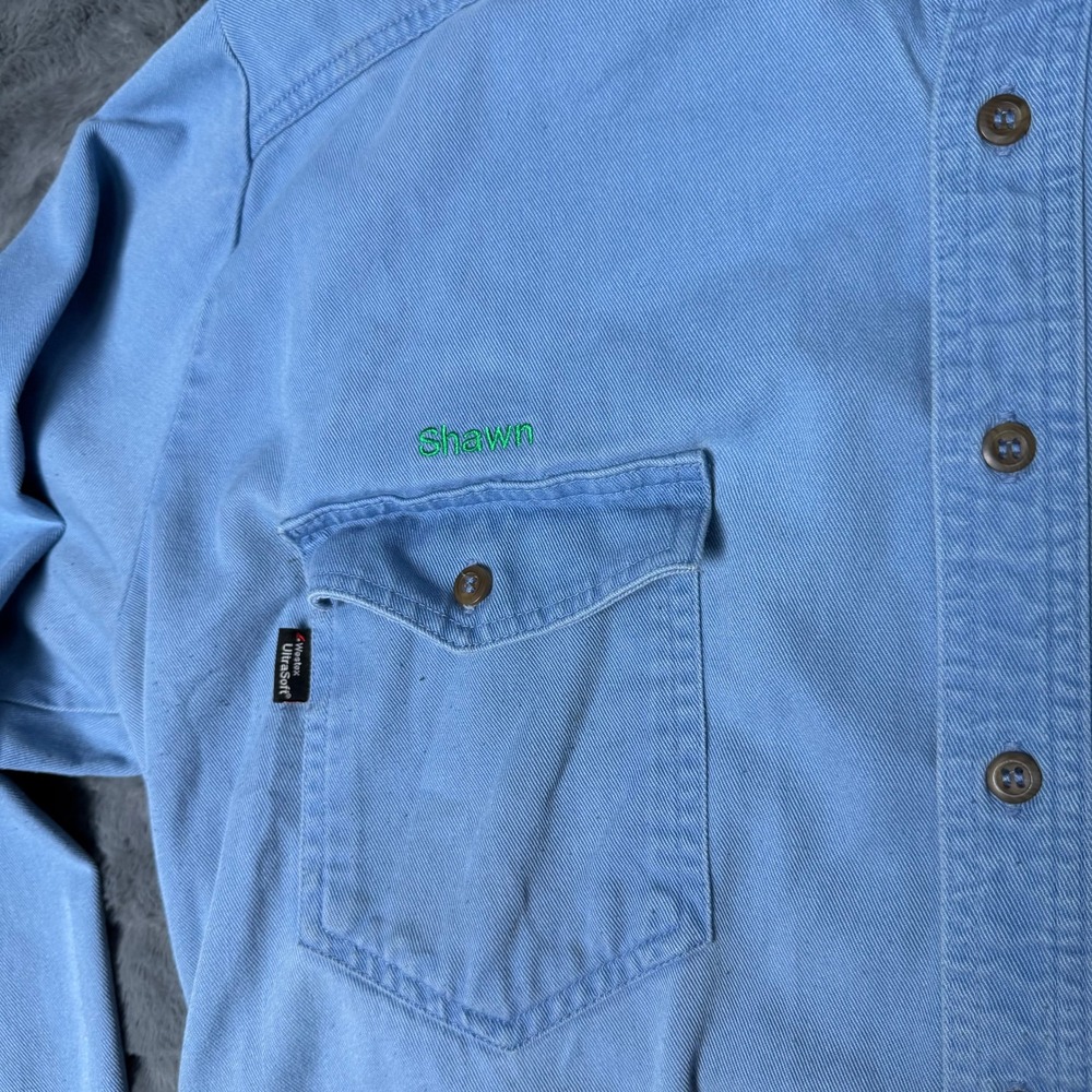 Workrite FR Button Down Shirt Mens XL Blue Flame Resistant CAT 2 Westex - Picture 5 of 11